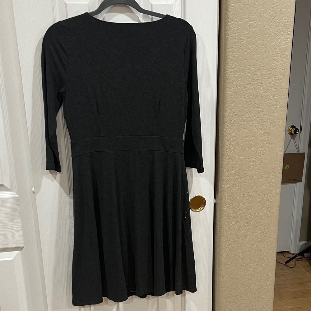 White House Black Market gray  Studded Women's Dress size 8P - Picture 7 of 9